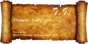Thomas Ivána névjegykártya